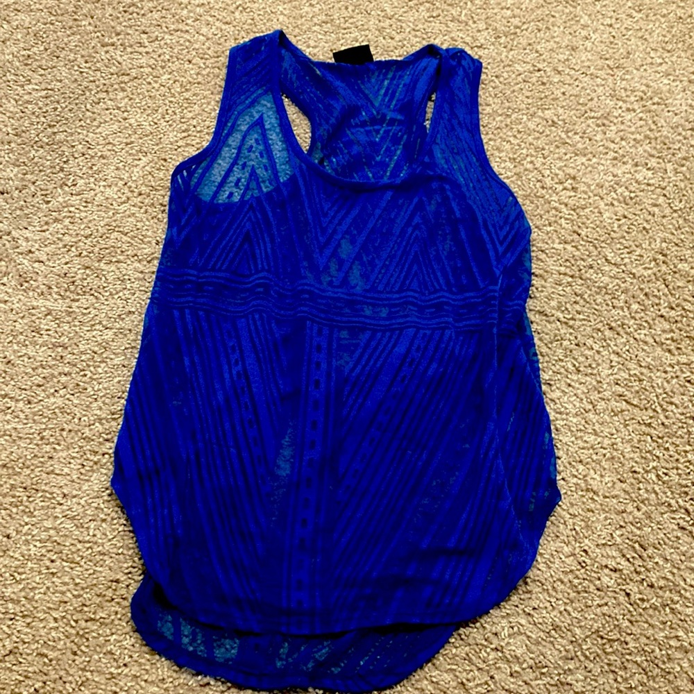 Blue see through tank top